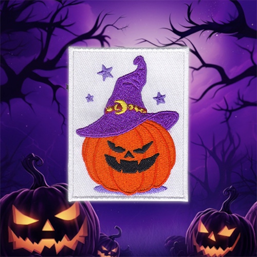 Pumpkin With Witch Hat Patch