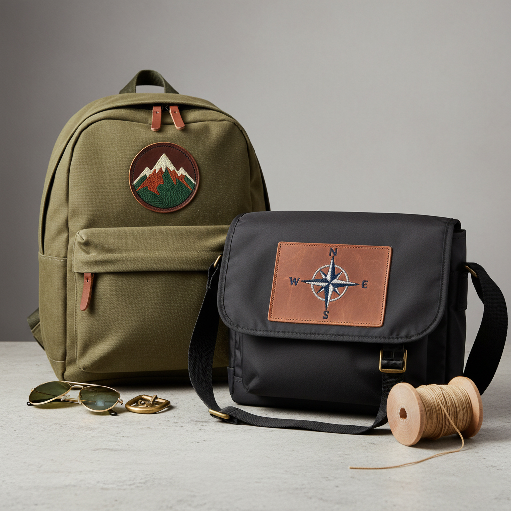 Leather Bags and Backpacks Leather Patches - Custom Embroidered Leather Patches