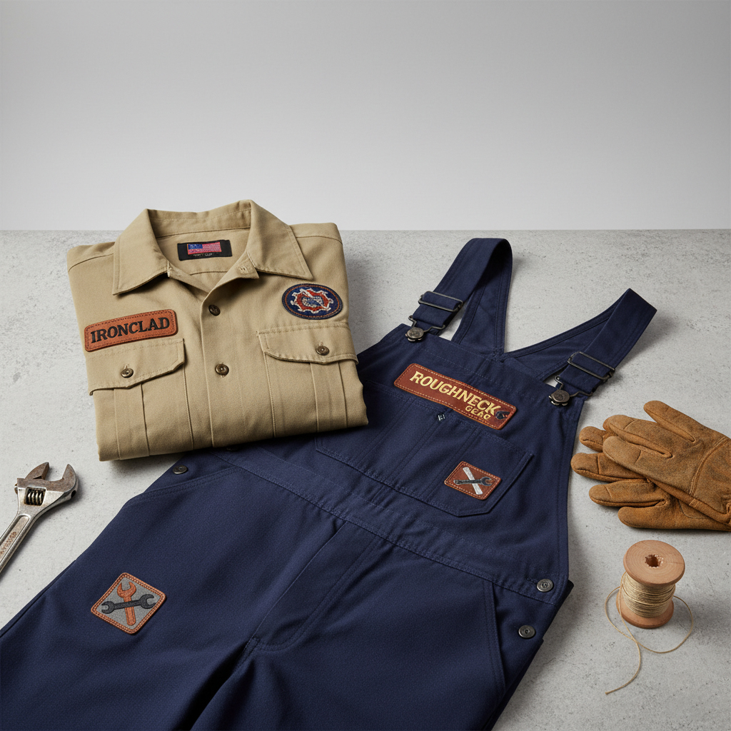 Workwear & Uniforms Leather Patches - Custom Embroidered Leather Patches