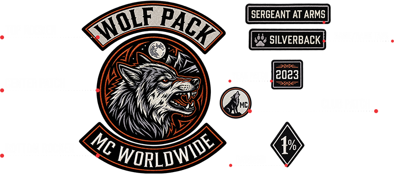 Biker Patch Set - Custom Motorcycle Club Patches - Custom Biker Patches